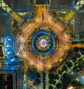 singapore-fountain-of-wealth-nightime-aerial shot