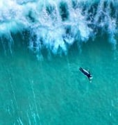 Surfer in green ocean denoting JPFs offering