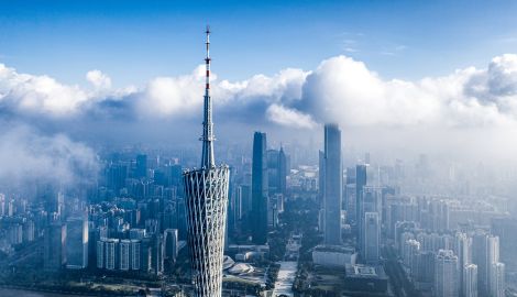 Guangzhou city skyline and clouds