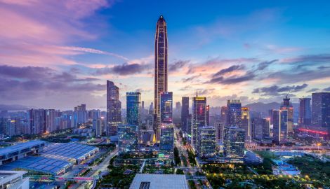 Shenzhen city skyline sunrise