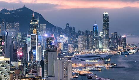 hong kong city evening skyline